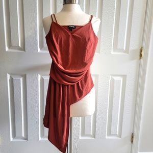 Express Rust Color Asymmetrical Spaghetti Strap V-Neck Top, Women's XS